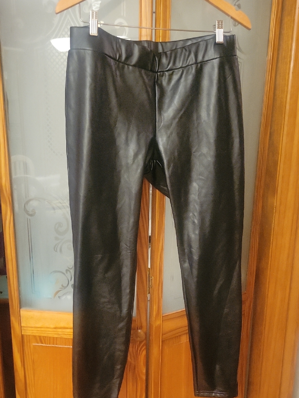 HUE Black Faux Leather Leggings - Worn Once